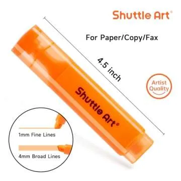 Shuttle Art Highlighters, 8 Assorted Colors Highlighter Pens, Chisel Tip Dry-Quickly Non-Toxic Highlighter Markers for Adults Kids Highlighting on Home School Office