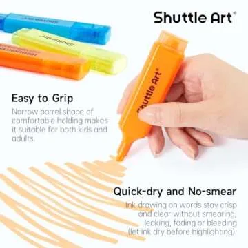 Shuttle Art Highlighters, 8 Assorted Colors Highlighter Pens, Chisel Tip Dry-Quickly Non-Toxic Highlighter Markers for Adults Kids Highlighting on Home School Office