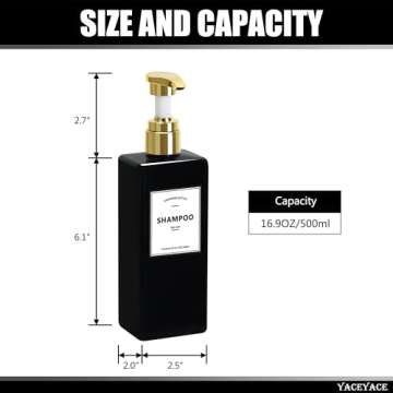 Elegant Black Shampoo Bottles with Gold Pump - Set of 3