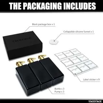 Elegant Black Shampoo Bottles with Gold Pump - Set of 3