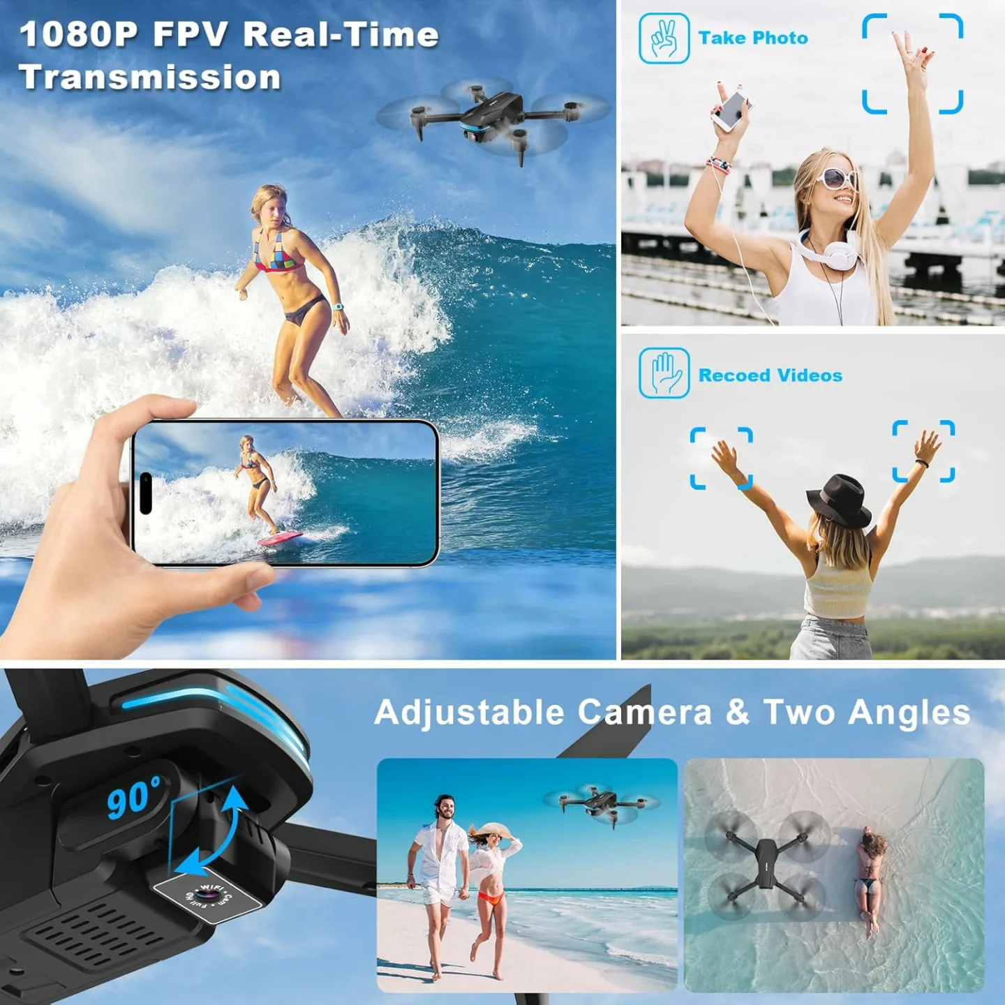 1080P HD Foldable Drone with Voice Control