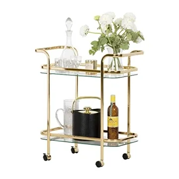 South Shore Maliza Gold Glass Bar Cart - Stylish Functional