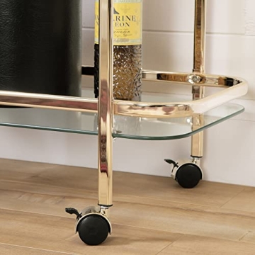 South Shore Maliza Gold Glass Bar Cart - Stylish Functional