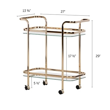 South Shore Maliza Gold Glass Bar Cart - Stylish Functional