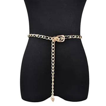 D.Bella Gold Chain Belt Elegant Waist Accessory for Women