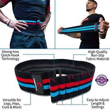 The Better Band: Glute, Squat, Booty, Unique Fabric Resistance Band, Adjustable, Non-Slip, Comfortable for Leg, Hip, Core, Pilates, Yoga, Therapy, Fitness & Home Workout (Medium, Blue-Blue)