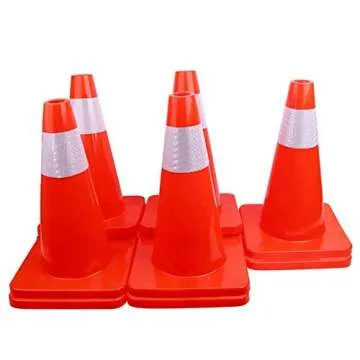 12 Pack 18" Traffic Cones with Reflective Strips for Safety