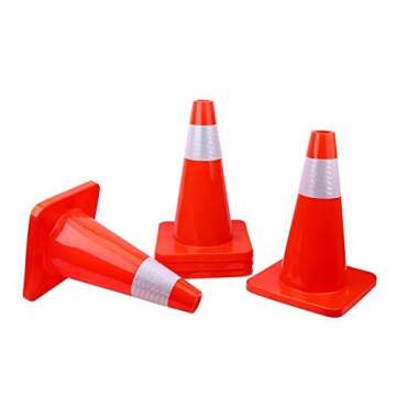 12 Pack 18" Traffic Cones with Reflective Strips for Safety