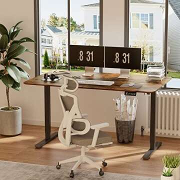YESHOMY Height Adjustable Electric Standing Desk, 55 inch Computer Table, Home Office Workstation, B...