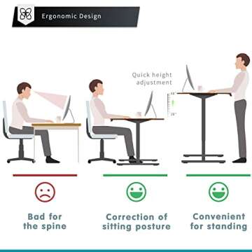 YESHOMY Height Adjustable Electric Standing Desk, 55 inch Computer Table, Home Office Workstation, Black Leg/Rustic Brown Top