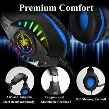 Top Gaming Headset for PS4 Xbox One PC with LED Lights