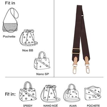 Multi Pochette Accessories Replacement Crossbody Strap Adjustable Wide Canvas Strap for LV Purse Sho...