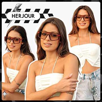 HERJOUR Retro Square Oversized Sunglasses for Women and Men Trendy Sun Glasses AR82157, Green+Brown/...