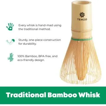 Tenzo Bamboo Whisk for Ceremonial Grade Matcha Green Tea - Authentic Traditional Japanese Made 100 Prong Bamboo Whisk