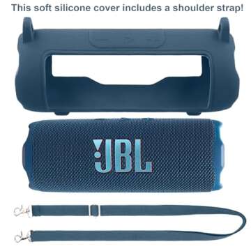 co2CREA Silicone Case for JBL Flip 7 Portable Waterproof Speaker, Portable Travel Soft Cover with Sh...