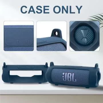 co2CREA Silicone Case for JBL Flip 7 Portable Waterproof Speaker, Portable Travel Soft Cover with Shoulder Strap, Protective Skin Case (Blue)