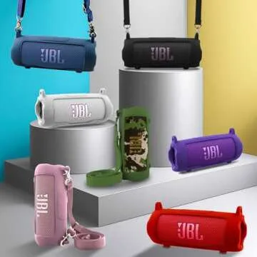 co2CREA Silicone Case for JBL Flip 7 Portable Waterproof Speaker, Portable Travel Soft Cover with Shoulder Strap, Protective Skin Case (Blue)