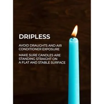 CANDWAX 10 inch Taper Candles Set of 12 - Dripless Taper Candles and Unscented Candlesticks - Perfect as Dinner Candles and Household Candles - Turquoise Candle