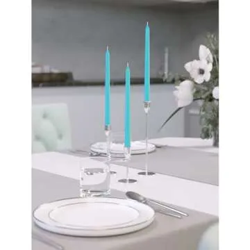 CANDWAX 10 inch Taper Candles Set of 12 - Dripless Taper Candles and Unscented Candlesticks - Perfect as Dinner Candles and Household Candles - Turquoise Candle