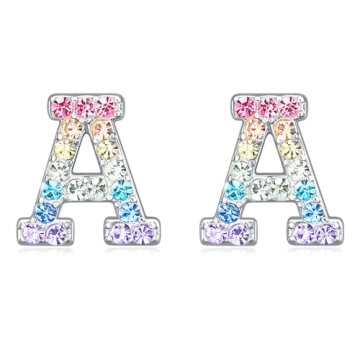 Girls Initial Letter Stud Earrings - Sparkling Gifts for Women & Girls
