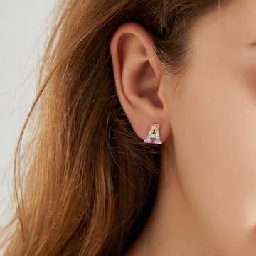 Dear Girls Initial Letter Stud Earrings for Special Gifts