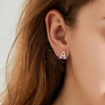 Dear Girls Initial Letter Stud Earrings for Special Gifts