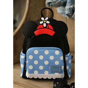Loungefly Women's Backpack, Minnie Mouse Retro Polka Dot, Medium