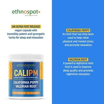CaliPM Valerian Root & California Poppy Natural Sleep Aid for Deep Sleep & Stress Relief - Calming Nervous System Support - Soothes Nighttime Discomfort - Vegan & Sugar-Free - 100 Capsules - 600mg