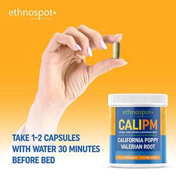 CaliPM Valerian Root & California Poppy Natural Sleep Aid for Deep Sleep & Stress Relief - Calming Nervous System Support - Soothes Nighttime Discomfort - Vegan & Sugar-Free - 100 Capsules - 600mg