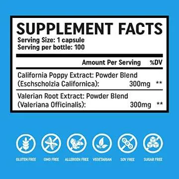 CaliPM Valerian Root & California Poppy Natural Sleep Aid for Deep Sleep & Stress Relief - Calming Nervous System Support - Soothes Nighttime Discomfort - Vegan & Sugar-Free - 100 Capsules - 600mg