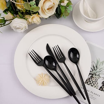 Supernal 180pcs Black Plastic Silverware Set for Events