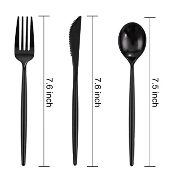 Supernal 180pcs Black Plastic Silverware Set for Events