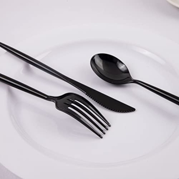 Supernal 180pcs Black Plastic Silverware Set for Events