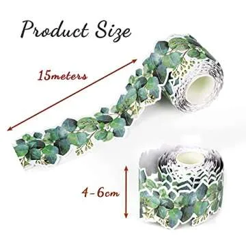 49ft Eucalyptus Die-Cut Border Trim Bulletin Board Classroom Border Trim Eucalyptus Themed Border Sticker for Photo Wall Bulletin Boards Desks Display Home and School Decorations Green