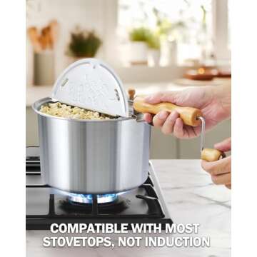 Cook N Home 02626 6 Quart Aluminium Stovetop Popcorn Popper Silver
