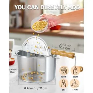 Cook N Home 6 Quart Stovetop Popcorn Popper for Induction