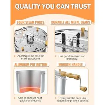 Cook N Home 6 Quart Stovetop Popcorn Popper for Induction