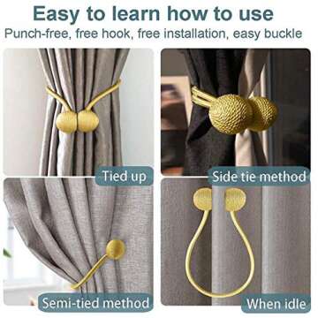 IHClink Window Curtain Tiebacks Clips VS Strong Magnetic Tie Band Home Office Decorative Drapes Weav...