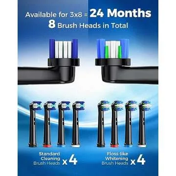TEETHEORY Rotating Electric Toothbrush for Adults with 8 Brush Heads (2 Types), 4 Modes Deep Clean Electric Toothbrush with Rechargeable Power and 2 Min Smart Timer, Fast Charge (Black)