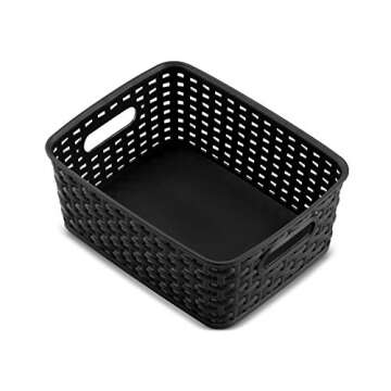 Set of 6 Plastic Storage Baskets - Small Pantry Organizer Basket Bins - Household Organizers with Cu...
