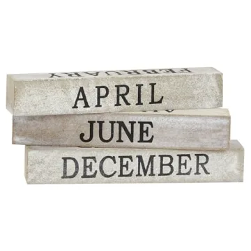 Wooden Perpetual Block Calendar for Desk, Wood Month Date Display Blocks for Teachers, Students, Classroom, Rustic Farmhouse Office Decor, Desk Accessories (5 x 4 In)