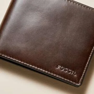 Fossil Men's Derrick Bifold RFID Blocking Leather Wallet