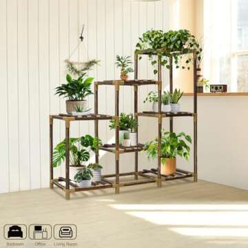 twocorn Plant Stand Indoor, 3-Tier Outdoor Wood Plant Stand for Multiple Plants, Accommodates 7 Potted Plants, Ideal for Room Corners, Balconies, Gardens, and Plant Gardening Gifts