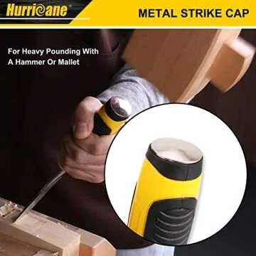 Hurricane 3 Piece Wood Chisel Set, Cr-V Construction for Woodworking Carving, Ergonomic TyreGrip Handle with Hardened Strike Cap