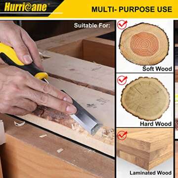 Hurricane 3 Piece Wood Chisel Set, Cr-V Construction for Woodworking Carving, Ergonomic TyreGrip Handle with Hardened Strike Cap