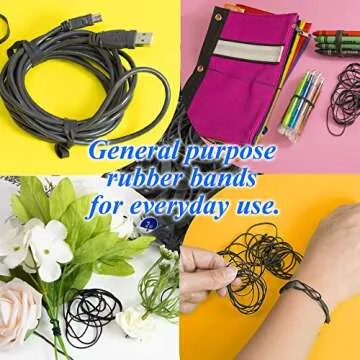 BAZIC Black Color Rubber Bands 2 Oz./ 56.70 g Assorted Sizes, Made in USA Elastic Bands for Bank Bills Money Dollars File Folders, 1-Pack