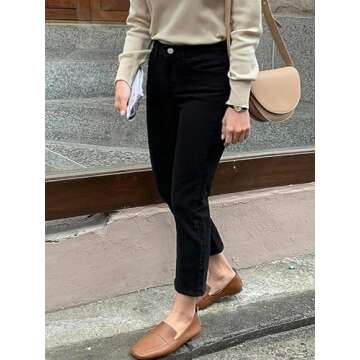 Stylish Women's High Waist Black Straight Jeans for Any Occasion