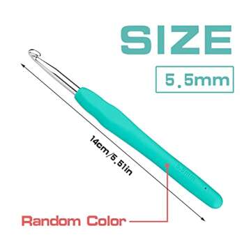 5.5 mm Crochet Hook, Ergonomic Handle for Arthritic Hands, Extra Long  Knitting Needles for Beginn...