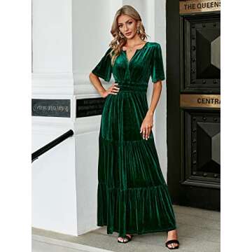 Amegoya Women's Elegant Velvet Maxi Dress for Occasions