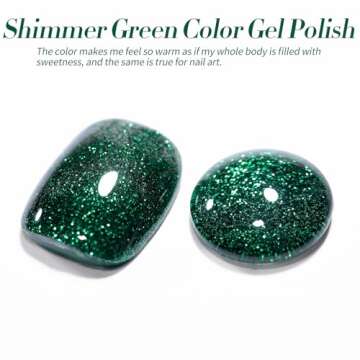 Born Pretty Christmas Glitter Green Gel Nail Polish Shimmer Green Hema-Free Color Gel Polish Nail Art Design Manicure Salon DIY Home 15ml